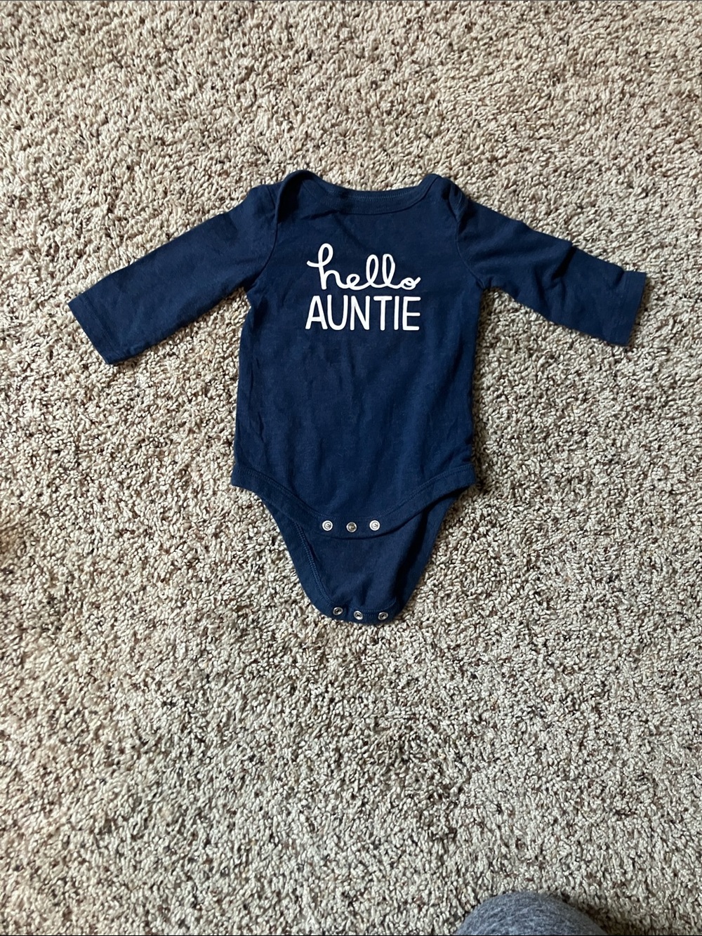 Cat & Jack Navy Long-Sleeve Hello Auntie One-Piece